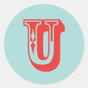 Brev U-karnival stil monogramförmånen Runt Klistermärke