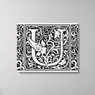 Brev U Medieval Monogram Art nouveau Canvastryck