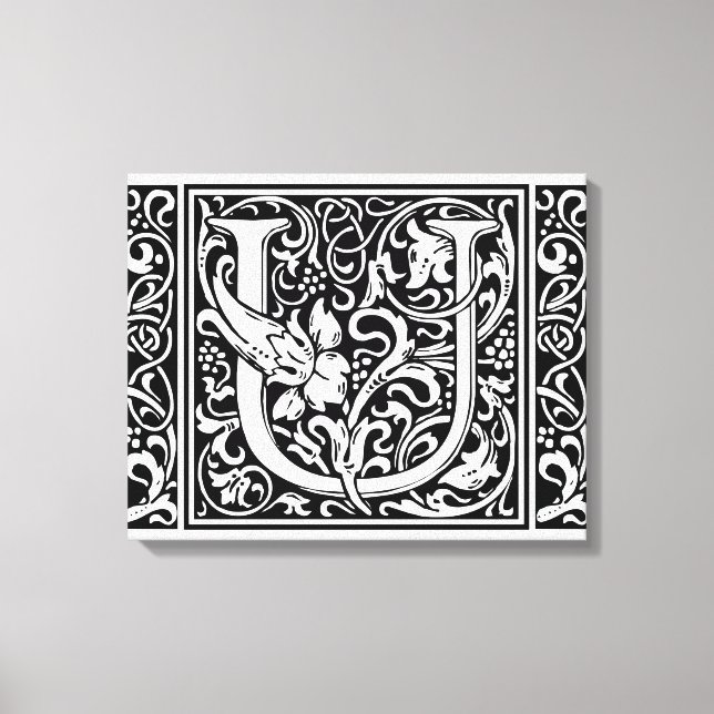 Brev U Medieval Monogram Art nouveau Canvastryck (Framsida)
