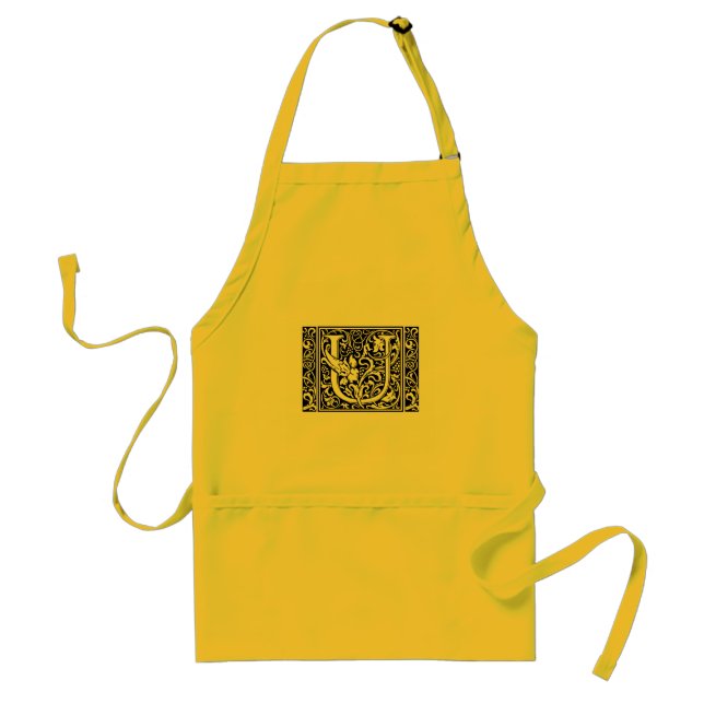 Brev U Medieval Monogram Art nouveau Förkläde (Framsidan)
