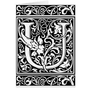 Brev U Medieval Monogram Art nouveau Hälsningskort