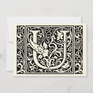 Brev U Medieval Monogram Art nouveau Inbjudningar
