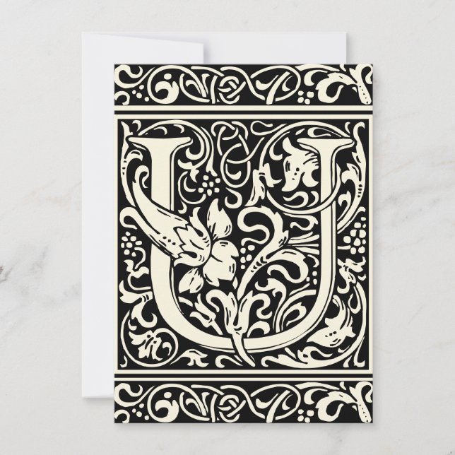 Brev U Medieval Monogram Art nouveau Inbjudningar (Framsida)