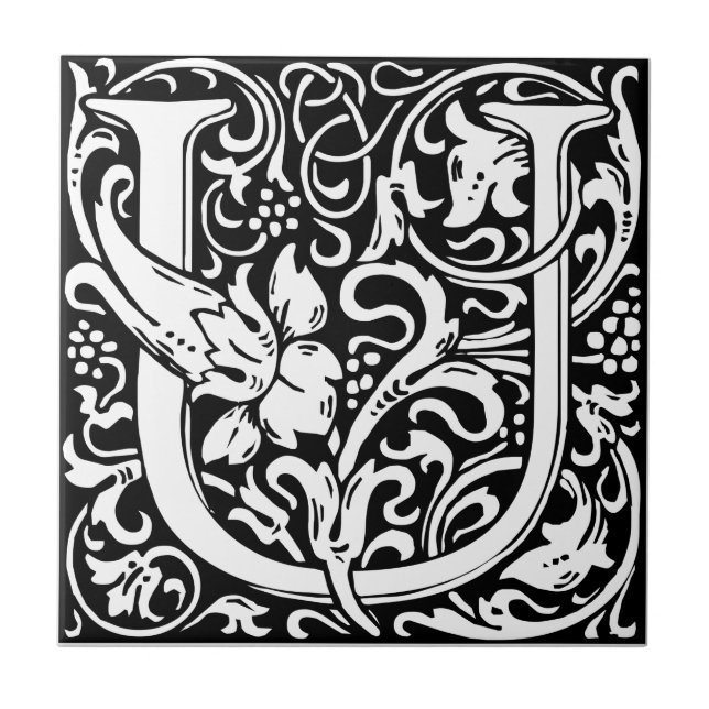 Brev U Medieval Monogram Art nouveau Kakelplatta (Framsidan)