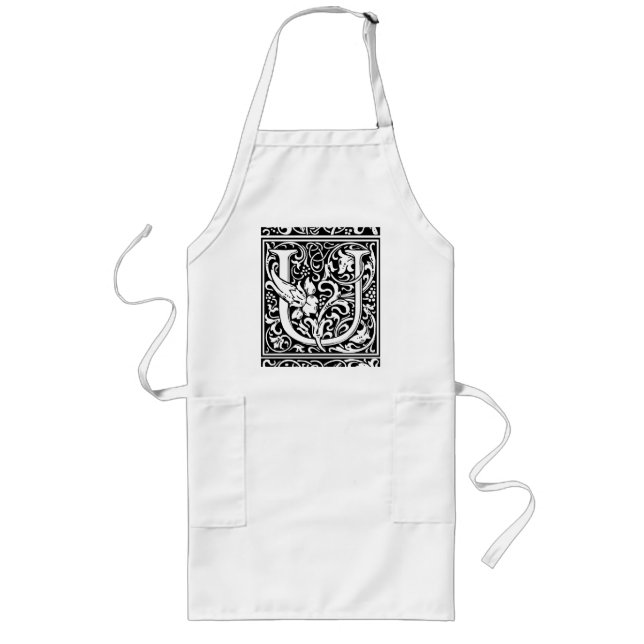 Brev U Medieval Monogram Art nouveau Långt Förkläde (Framsidan)