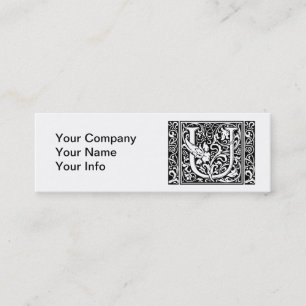 Brev U Medieval Monogram Art nouveau Mini Visitkort