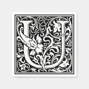 Brev U Medieval Monogram Art nouveau Pappersservett
