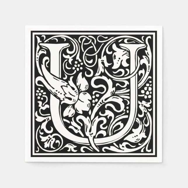 Brev U Medieval Monogram Art nouveau Pappersservett (Framsidan)