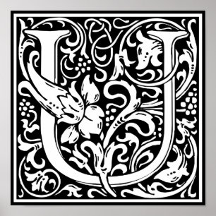 Brev U Medieval Monogram Art nouveau Poster