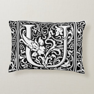 Brev U Medieval Monogram Art nouveau Prydnadskudde