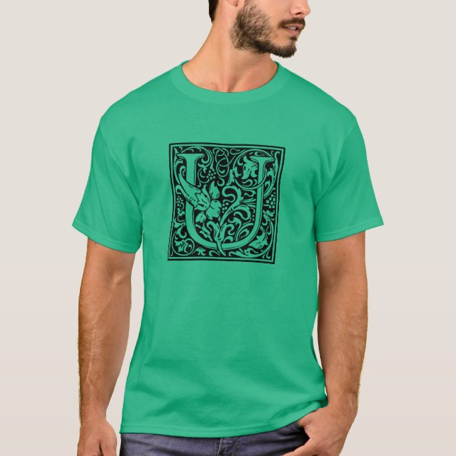 Brev U Medieval Monogram Art nouveau T-shirt (Framsida)