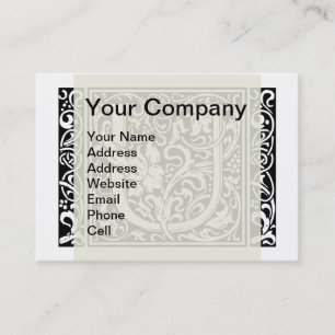 Brev U Medieval Monogram Art nouveau Visitkort