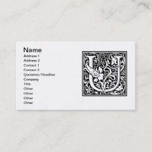 Brev U Medieval Monogram Art nouveau Visitkort