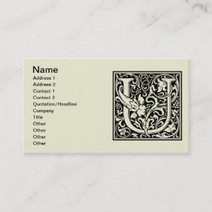 Brev U Medieval Monogram Art nouveau Visitkort