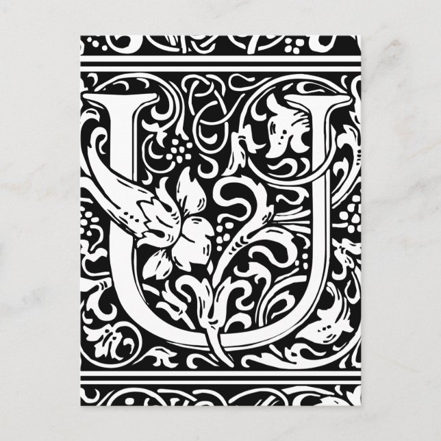 Brev U Medieval Monogram Art nouveau Vykort (Framsida)