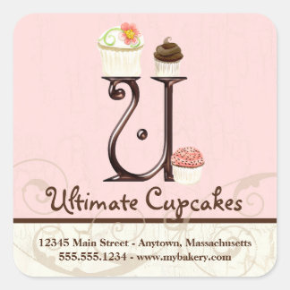 Brev U Monogram Cupcoa Logotyp Business Initial Fyrkantigt Klistermärke