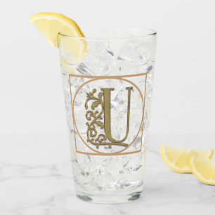 BREV U MONOGRAM Vackert Bröllop New Home Gift Glaskopp