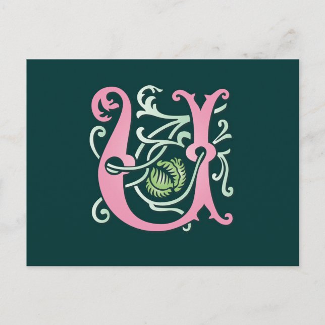 Brev U Monogram Vykort (Framsida)