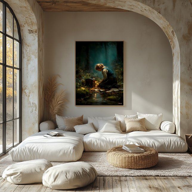 Brev under skogens ljus canvastryck (Skapare uppladdad)