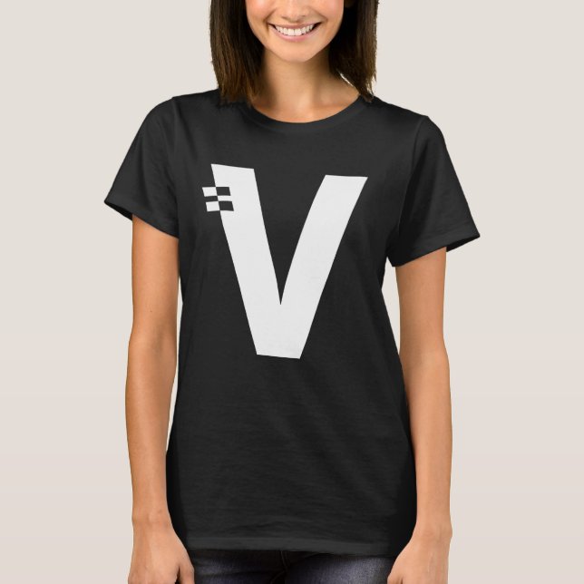 Brev V Alphabet Initial Monogram T Shirt (Framsida)