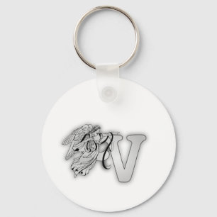 Brev V Angel Monogram Initial Nyckelring