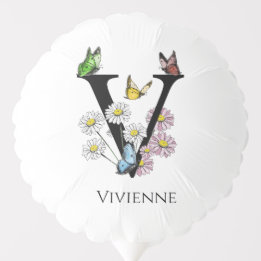 Brev V Blommigt Butterfly Monogram - initialt