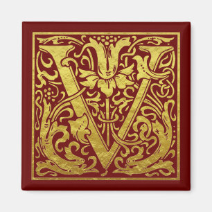 Brev V Första Brev Faux Guld Red Magnet