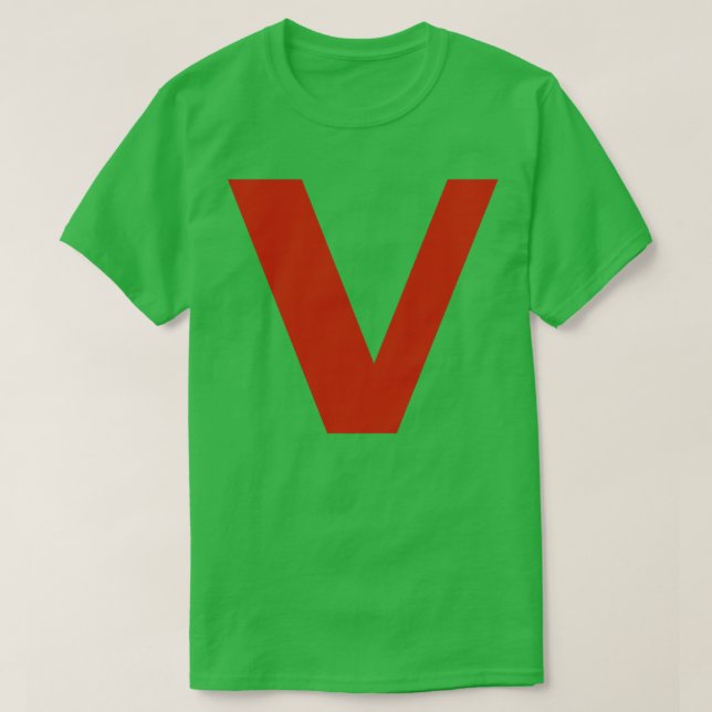 Brev v i minimal typografi av röd text t shirt (Design framsida)