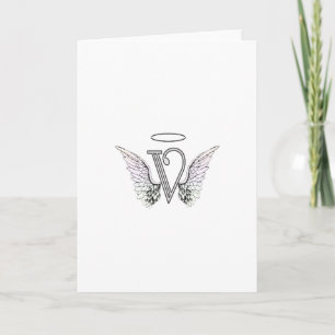 Brev V Initial Monogram med Angel Vingar & Halo Anteckningskort