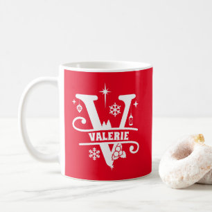 Brev V jul Monogram Initial Namn Red Kaffemugg