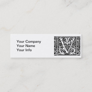 Brev V Medieval Monogram Art nouveau Mini Visitkort