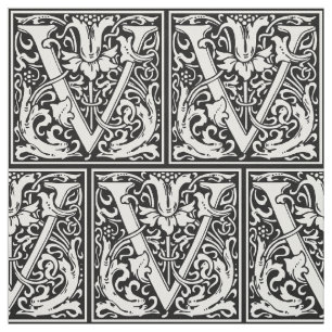 Brev V Medieval Monogram Art nouveau Tyg