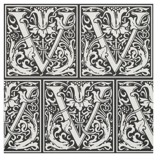 Brev V Medieval Monogram Art nouveau Tyg (Provkarta)