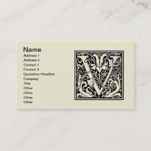 Brev V Medieval Monogram Art nouveau Visitkort