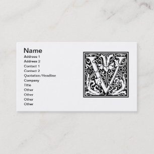 Brev V Medieval Monogram Art nouveau Visitkort