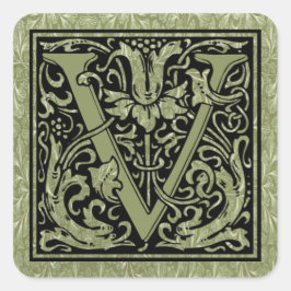 Brev V Monogram första Brev Fyrkantigt Klistermärke