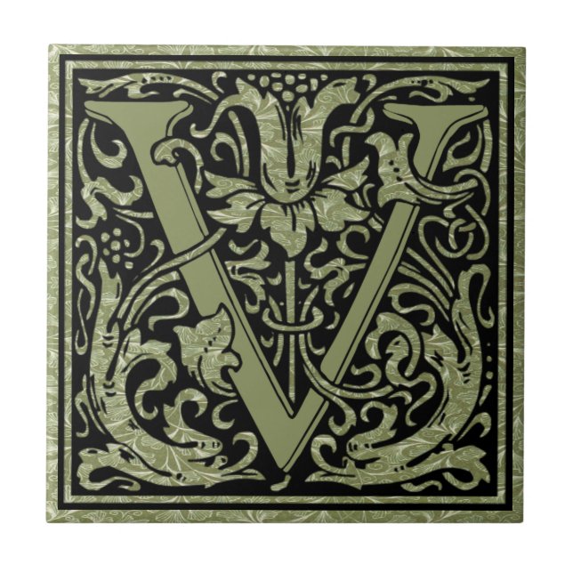 Brev V Monogram första Brev Kakelplatta (Framsidan)