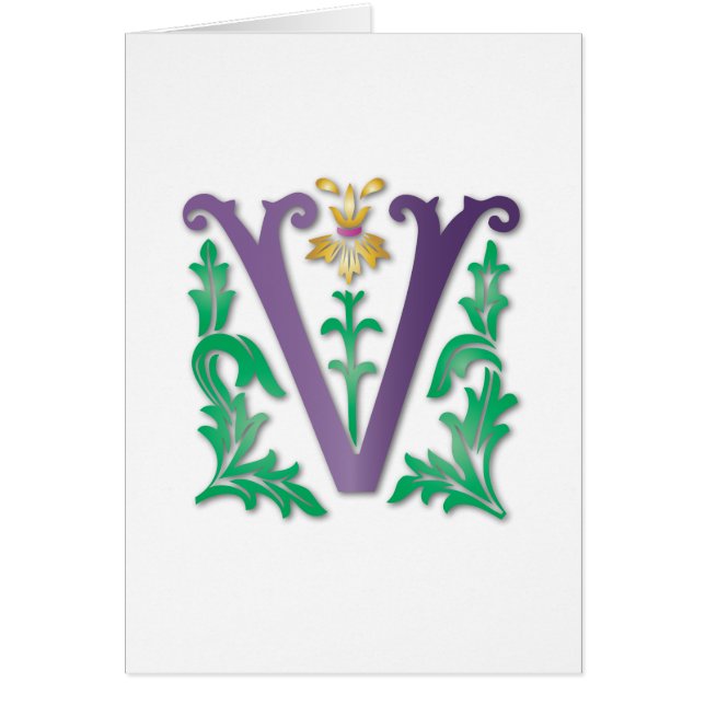 Brev V Monogram Hälsningskort (Framsidan)