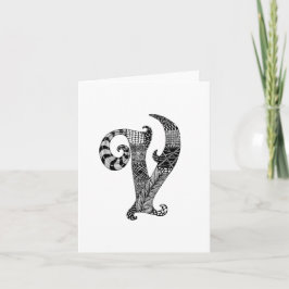Brev V Monogram i svartvitt Anteckningskort