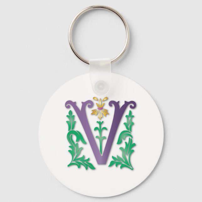 Brev V Monogram Nyckelring (Framsida)