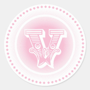 Brev V Monogram Stickers Runt Klistermärke