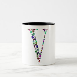 Brev V Monogram Två-Tonad Mugg