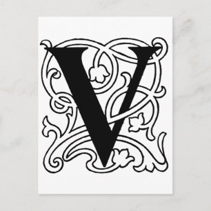 Brev V Monogram Vykort