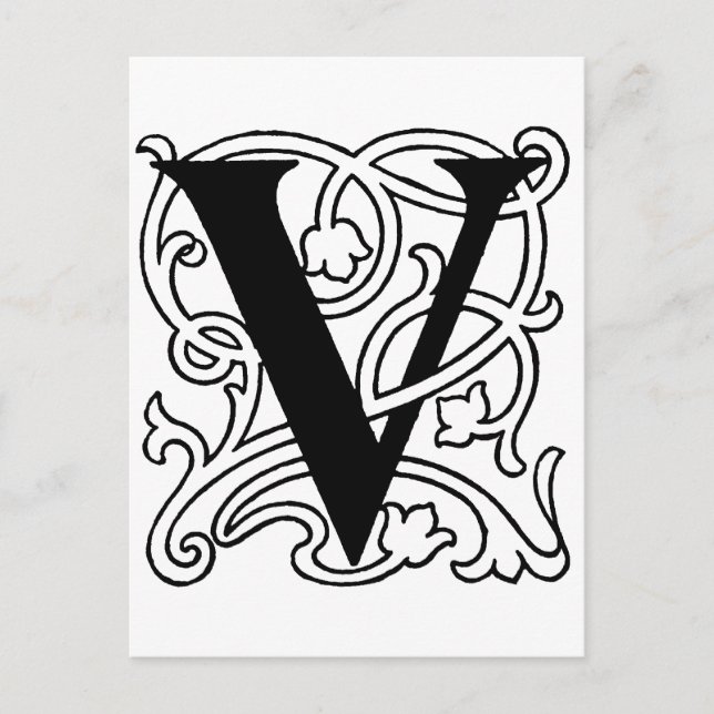 Brev V Monogram Vykort (Framsida)