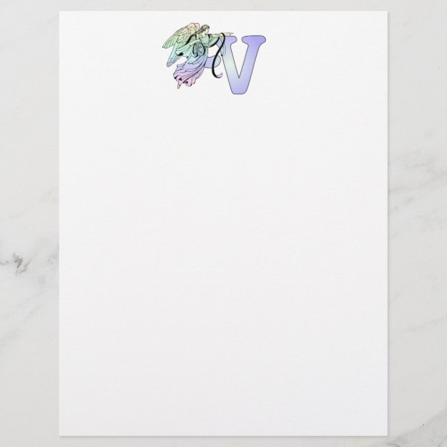 Brev V Ursprungligt monogram Guardian Angel Alphab (Framsida)