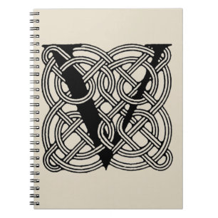 Brev V Vintage Celtic Knot Monogram Anteckningsbok