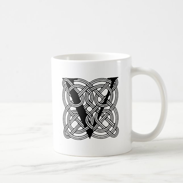 Brev V Vintage Celtic Knot Monogram Kaffemugg (Höger)
