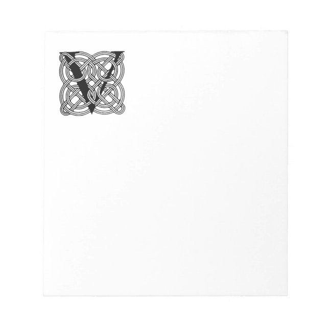 Brev V Vintage Celtic Knut Monogram Anteckningsblock (Framsida)