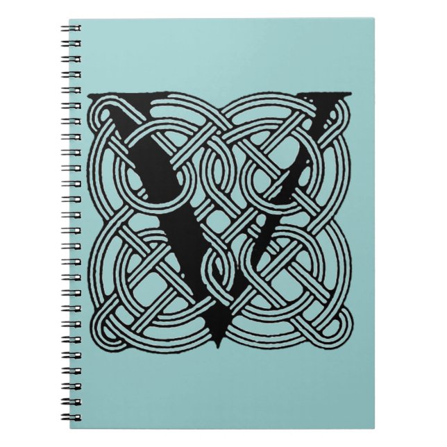 Brev V Vintage Celtic Knut Monogram Anteckningsbok (Framsidan)