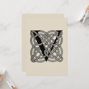 Brev V Vintage Keltisk Knut Monogram Inbjudningar